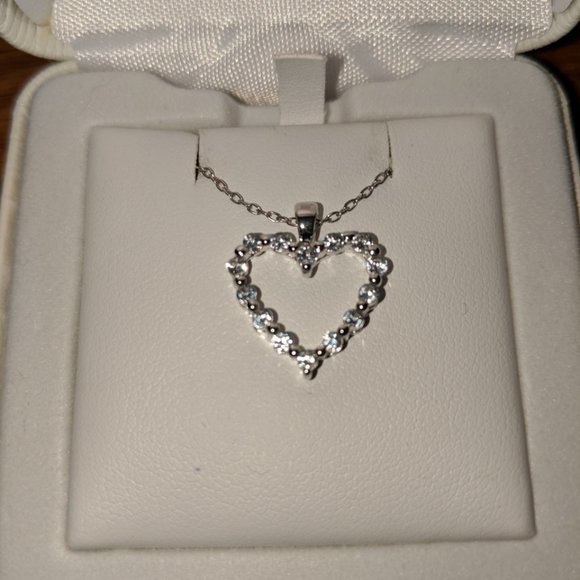 White Sapphire Heart Necklace - Picture 2 of 5